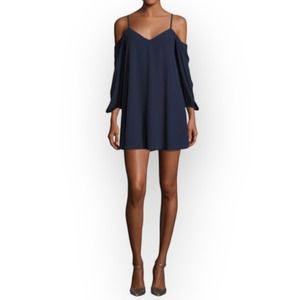 ALICE + OLIVIA Carli Cold-Shoulder Mini Dress Navy Size S
